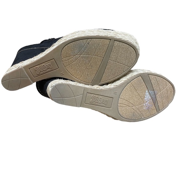 BRASH NWT Black Open-Toe Slingback Wedge Heel Shoes Size 11 - Picture 11 of 15